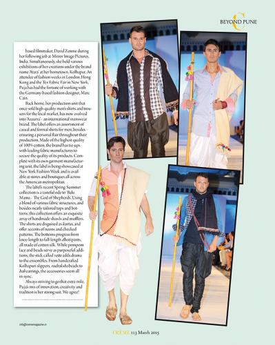 <span style="color: yellow">Article in CREME Magazine: March 2015, Pune</span>